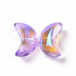 Transparent Electroplate Glass Beads, AB Color Plated, Moon, Medium Purple, 14x9x6.5mm, Hole: 1.2mm(GLAA-F122-01D)