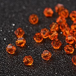 Imitation Crystallized Glass Beads, Transparent, Faceted, Bicone, Orange Red, 4x3.5mm, Hole: 1mm about 720pcs/bag(G22QS112)