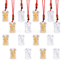 16Pcs 2 Colors Gold Foil Rabbit Pendant Necklaces Set with Red Ropes, Chinese Zodiac Lucky Adjustable Necklaces, 2023 Year Gift for Women, Golden & Silver, 16.54~25.20 inch(42~64cm), 8Pcs/color(NJEW-CA0001-08)