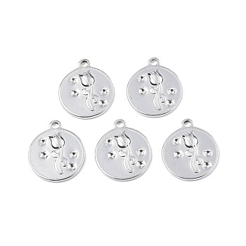 201 Stainless Steel Rhinestone Settings, Flat Round with Flower, Stainless Steel Color, Fit for 1mm Rhinestone, 21.5x18.5x2.5mm, Hole: 2mm