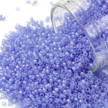 TOHO Round Seed Beads, Japanese Seed Beads, (168F) Transparent AB Frost Light Sapphire, 15/0, 1.5mm, Hole: 0.7mm, about 3000pcs/bottle, 10g/bottle