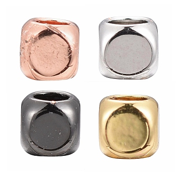 60Pcs 4 Colors Cube Brass Spacer Beads, Mixed Color, 3x3x3mm, Hole: 2mm, 15pcs/color