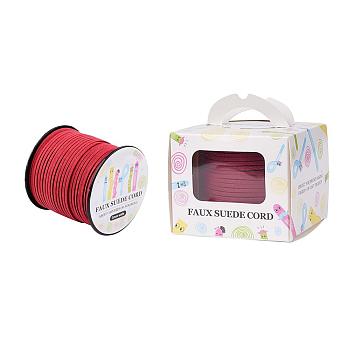 Faux Suede Cord, Faux Suede Lace, Paper Box Packing, FireBrick, 3.0x1.4mm, about 98.43yards/roll(90m/roll)