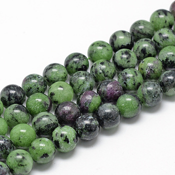 Natural Ruby in Zoisite Beads Strands, Round, 6~7mm, Hole: 1mm, about 60~67pcs/strand, 15.7 inch