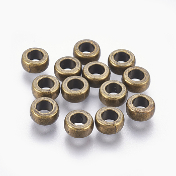Tibetan Style Alloy Beads, Rondelle, Bead Spacers, Cadmium Free & Nickel Free & Lead Free, Antique Bronze, 7x4mm, Hole: 3mm