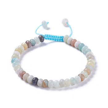 Adjustable Nylon Cord Braided Bead Bracelets, with Natural Flower Amazonite Beads, 2-1/4 inch~2-7/8 inch(5.8~7.2cm)