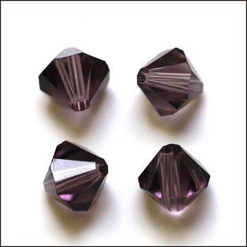 Imitation Austrian Crystal Beads, Grade AAA, Faceted, Bicone, Purple, 6x6mm, Hole: 0.7~0.9mm