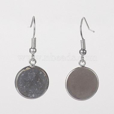 Silver Color Plated Flat Round Brass Druzy Resin Dangle Earrings(EJEW-JE01664)-3