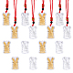16Pcs 2 Colors Gold Foil Rabbit Pendant Necklaces Set with Red Ropes(NJEW-CA0001-08)-1
