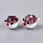 Handmade Lampwork Beads, Puffer, Old Rose, 12~14x12~14x16~18mm, Hole: 1.2~1.5mm(LAMP-Q039-12A)