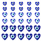 60Pcs Handmade Lampwork Beads, Heart with Evil Eye, Dark Blue, 12~20x12~20x8~11mm, Hole: 1.5~1.8mm(LAMP-PJ0001-05)