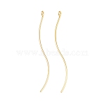 Brass Earring Findings, with Loop, Long-Lasting Plated, Nickel Free, Wavy Line, Real 18K Gold Plated, 53.5x4x1mm, Hole: 1.8mm(KK-A274-17E-G)