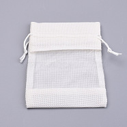 Cotton Packing Pouches, Drawstring Bags, with Organza Ribbons, Creamy White, 14~15x10~11cm(OP-R034-10x14-12)