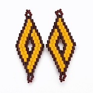 MIYUKI & TOHO Handmade Japanese Seed Beads Links, Loom Pattern, Rhombus, Gold, 40.7~42x16.4~17x1.7~1.9mm, Hole: 1.2~1.4mm(SEED-E004-C14)