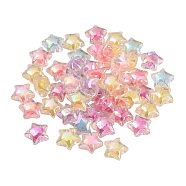 Plating Acrylic Beads, Beads in Beads, AB Color, Star, Rainbow Plated, Mixed Color, 19x12mm, Hole: 2.5mm(PACR-CJ0001-06)