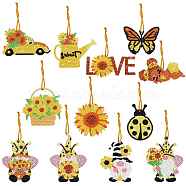 Gnome/Sunflower/Car DIY Diamond Painting Keychain Kit, Including Acrylic Board, Keychain Clasp, Bead Chain, Resin Rhinestones Bag, Diamond Sticky Pen, Tray Plate and Glue Clay, Mixed Shapes, 50~105x55~105mm, 11pcs/set(DRAW-PW0007-13)