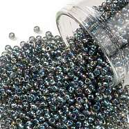 TOHO Round Seed Beads, Japanese Seed Beads, (176B) Dark Grey Black Diamond Transparent Rainbow, 11/0, 2.2mm, Hole: 0.8mm, about 5555pcs/50g(SEED-XTR11-0176B)