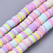 Handmade Polymer Clay Beads Strands, for DIY Jewelry Crafts Supplies, Heishi Beads, Disc/Flat Round, Mixed Color, 6x0.5~1mm, Hole: 1.8mm, about 290~320pcs/strand, 15.75 inch~16.14 inch(40~41cm)(CLAY-R089-6mm-087)