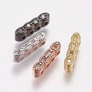 Brass Micro Pave Cubic Zirconia Spacer Bars, Clear, Mixed Color, 10.5x2.5x3mm, Hole: 1mm(KK-I614-038C)
