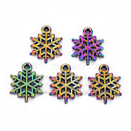 Rainbow Color Alloy Pendants, Cadmium Free & Nickel Free & Lead Free, Christmas Snowflake, 20x15x2mm, Hole: 1.8mm(PALLOY-S180-278-NR)