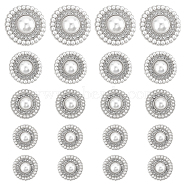 WADORN 4 Style Zinc Alloy Shank Buttons, 1-Hole, with Plastic Imitation Pearls, for Garment Accessories, Flat Round, Platinum, 15~25x4.5~7.5mm, Hole: 1.8~1.9mm, 20pcs/box(BUTT-WR0001-06P)