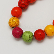 Synthetical Turquoise Beads Strands, Dyed, Round, Mixed Color, 8mm, Hole: 1mm(TURQ-S103-8mm-M)