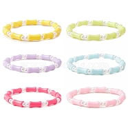 6Pcs 6 Color Bamboo Stick Acrylic & ABS Plastic Pearl Beaded Stretch Bracelets Set, Stackable Bracelets for Kids, Mixed Color, Inner Diameter: 2 inch(5cm), 1Pc/color(BJEW-JB09550)