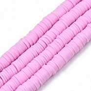 Handmade Polymer Clay Beads Strands, for DIY Jewelry Crafts Supplies, Heishi Beads, Disc/Flat Round, Pearl Pink, 6x0.5~1mm, Hole: 1.8mm, about 290~320pcs/strand, 15.75 inch~16.14 inch(40~41cm)(CLAY-R089-6mm-057)