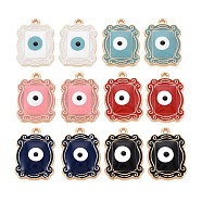 Rack Plating Alloy Enamel Pendants, Cadmium Free & Nickel Free & Lead Free, Photo Frame with Eye, Light Gold, Mixed Color, 23x16.5x3mm, Hole: 1.6mm(ENAM-T015-006-NR)