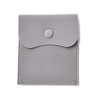 Velvet Jewelry Storage Pouches, Rectangle Jewelry Bags with Snap Fastener, for Earrings, Rings Storage, Light Grey, 11.7~11.75x9.8~9.85cm(TP-B002-04E)