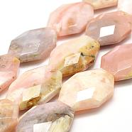 Natural Pink Opal Beads Strands, Faceted, Oval, 29~31x21~22x7~9mm, Hole: 2mm, about 13pcs/strand, 15.7 inch(40cm)(G-F477-18-29x21mm)