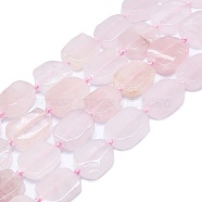 Natural Rose Quartz Beads Strands, Rectangle, 15~17x10~13x5~6mm, Hole: 1mm, about 22pcs/strand, 15.94''(40.5cm)(G-K245-J03-A01)