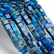 Dyed Natural Imperial Jasper Cube Beads Strands, Royal Blue, 6x6x6mm, Hole: 1mm, about 60pcs/strand, 15.3 inch(G-M273-01-6mm)