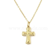 Ion Plating(IP) 304 Stainless Steel Pendant Necklaces for Women, Cross, Real 18K Gold Plated, 18.39 inch(46.7cm)(NJEW-B080-01G)