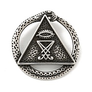 Sigil of Lucifer 316 Surgical Stainless Steel Pendants, Evil Satan Charms, Antique Silver, 36x35x9mm, Hole: 3x6.5mm(STAS-E212-77AS)