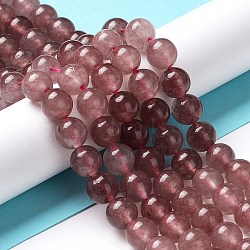 Natural Green Jade Imitation Strawberry Quartz Beads Strands, Round, Dyed, Indian Red, 8mm, Hole: 1.2mm, about 48pcs/strand, 14.57~14.69''(37~37.3cm)(G-B046-08B)