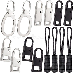 BENECREAT 50Pcs Alloy Zipper Slider, for Garment Accessories & Replacement pull-tab & Plastic Zipper Puller With Strap, Mixed Color, 2.65x1.1x0.45cm, Hole: 6.5x9mm & 7.5x4mm, 50pcs/box(FIND-BC0002-22)