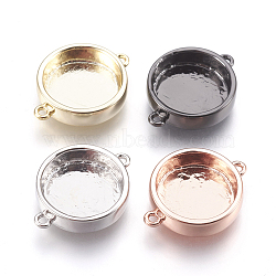 Brass Links, Cabochon Connector Settings, Plain Edge Bezel Cups, Flat Round, Mixed Color, Tray: 12mm, 19x14.5x3.5mm, Hole: 1.2mm(KK-P146-03)