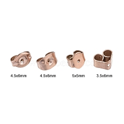 40Pcs 4 Size Ion Plating(IP) 304 Stainless Steel Ear Nuts, Earring Backs, Rose Gold, 4.5~6x4.5~6x3~3.5mm, Hole: 0.8mm, 10pcs/Size(STAS-LS0001-15RG)