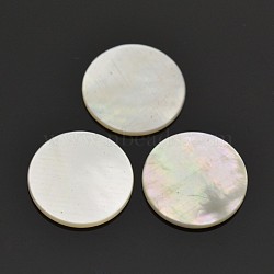 Natural White Shell Mother of Pearl Shell Flat Round Cabochons, 11x1mm(SSHEL-E551-28)