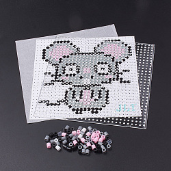 DIY Melty Beads Fuse Beads Sets: Fuse Beads, ABC Plastic Pegboards, Pattern Paper and Ironing Paper, Mouse Pattern, Square, Colorful, 14.7x14.7cm(DIY-S033-094)