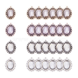 PandaHall Elite Tibetan Style Alloy Flat Oval Pendant Cabochon Settings and Clear Oval Glass Cabochons, Antique Bronze & Antique Silver, Tray: 40x30mm, 61x48x3mm, Hole: 3mm, 8pcs/box(DIY-PH0024-97)