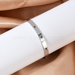 Hollow Star 304 Stainless Steel Hinged Bangles, Stainless Steel Color, Inner Diameter: 2-3/8 inch(5.95cm)(BJEW-L610-20P)