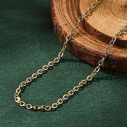 Ion Plating(IP) 304 Stainless Steel Cable Chain Necklace for Men Women, Golden, 17.72 inch(45cm)(STAS-L164A-01G-A)