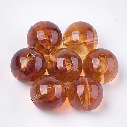 Acrylic Beads, Imitation Gemstone Style, Round, Sandy Brown, 15.5~16x15mm, Hole: 2mm(X-OACR-S029-059F)