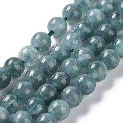 Dyed Natural Malaysia Jade Beads Strands, Round, Cadet Blue, 6~6.5mm, Hole: 1mm, about 30pcs/strand, 7.28 inch(18.5cm)(G-G021-01A-01)