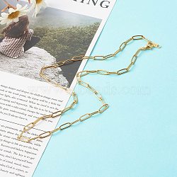 304 Stainless Steel Paperclip Chains Necklace, Golden, 19.49 inch(495mm)(NJEW-JN03593-01)