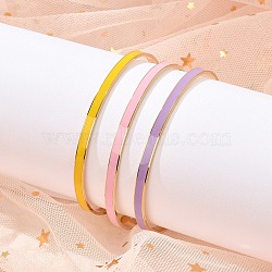 304 Stainless Steel Cuff Bangles for Women, with Enamel, Ion Plating(IP), Mixed Color, Inner Diameter: 2-3/8x1-3/4 inch(5.95x4.6cm)(BJEW-Z087-09G)