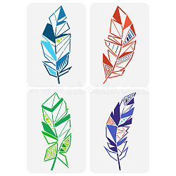 4Pcs 4 Styles PET Hollow Out Drawing Painting Stencils, for DIY Scrapbook, Photo Album, Feather Pattern, 297x210mm, 1pc/style(DIY-WH0394-0071)