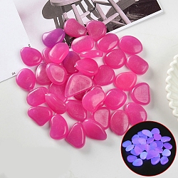 Resin Luminous Glow in the Dark Pebbles Stone, Vase Fillers, Nuggest, Deep Pink, 20~30mm(PW-WG30806-05)